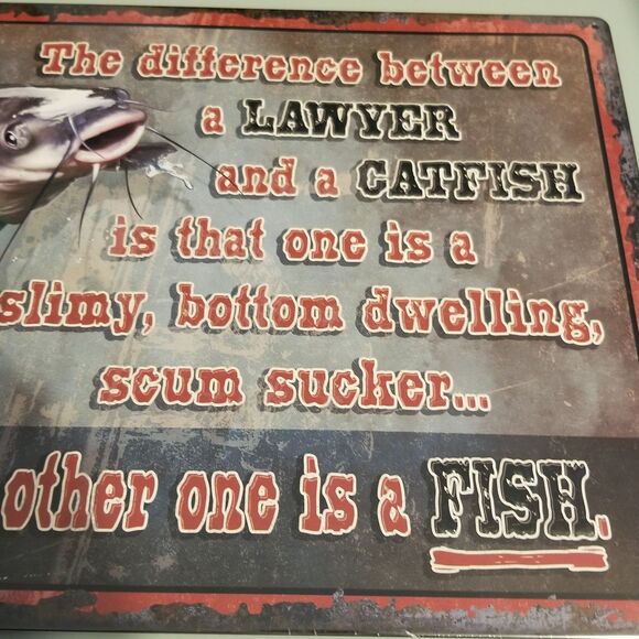 Rivers edge Metal sign fish and lawyers humor sealed - Picture 4 of 6